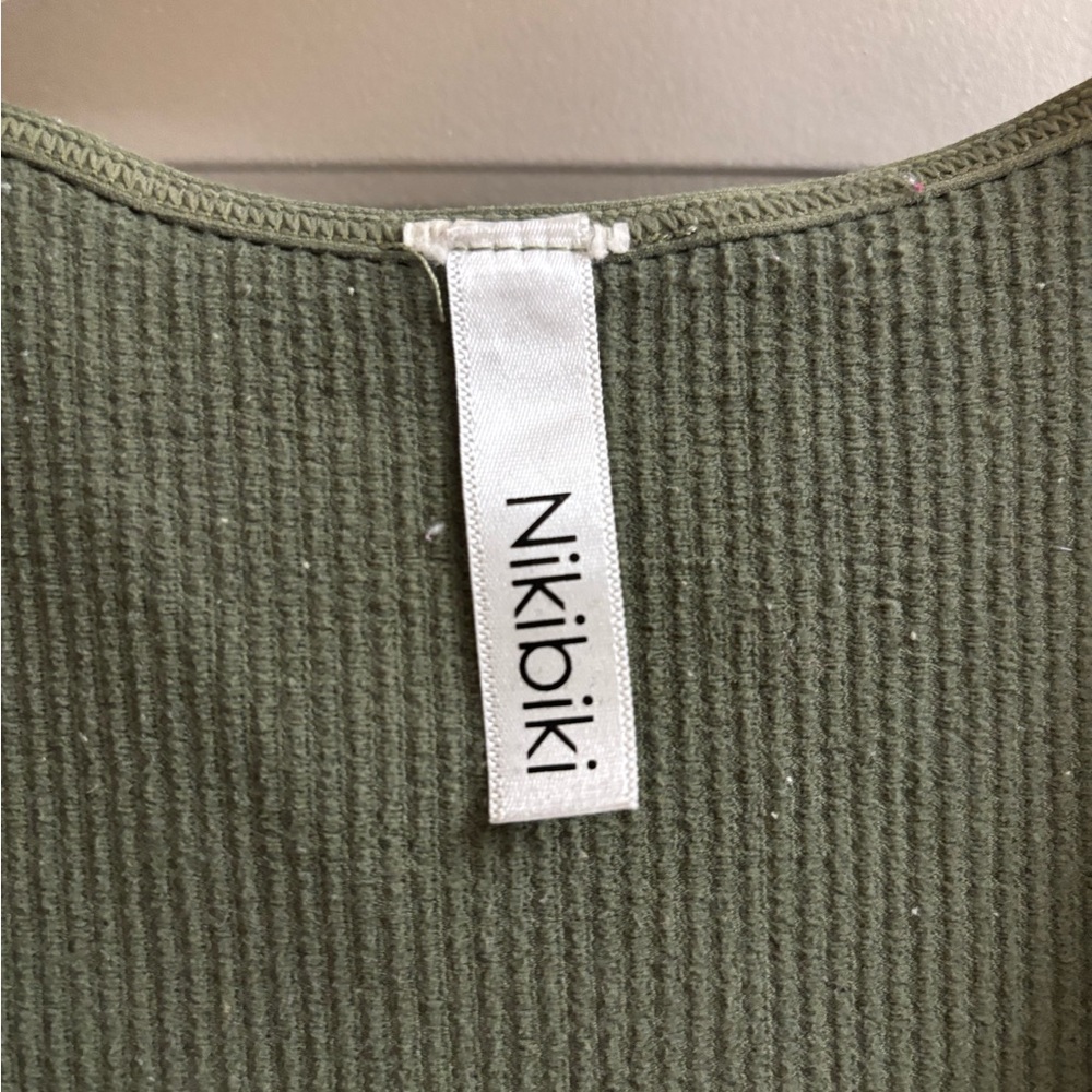 Nikibiki Olive Ribbed V-Neck Cropped Tank - Picture 3 of 3